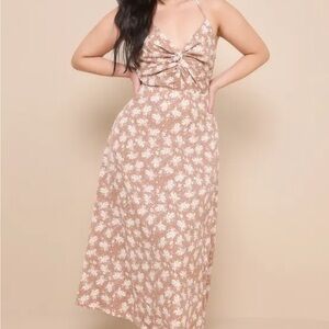 Lulus Picturesque Moments Brown Floral Print Strappy Maxi Dress